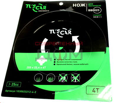 Нож TUSCAR BB0023 Standart, 255х25,4х4T Multi, для мотокосы